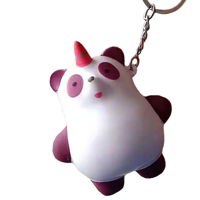 Manufacture personalized anti stress keychain panda with horn